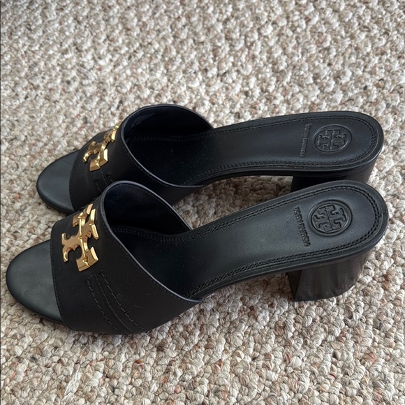 Tory Burch Black Mules with Gold Accent - Picture 3 of 6